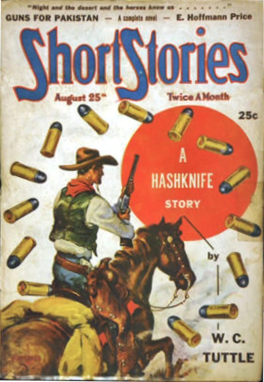 a magazine cover with a cowboy holding a gun