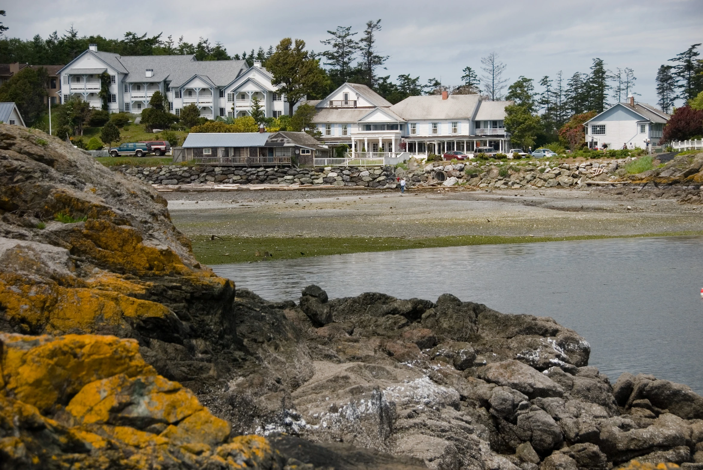 the view of some houses near a body of water