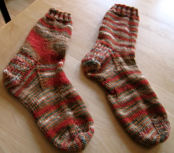 two socks that have been made into soing