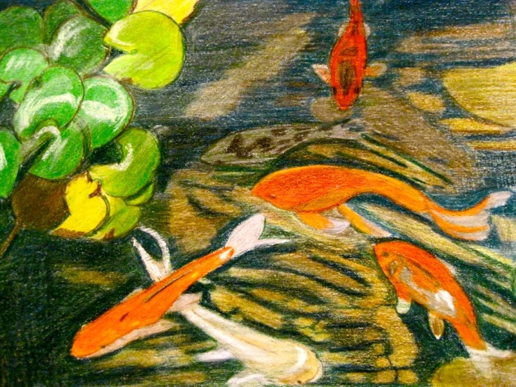 a painting that is on the ground with fish