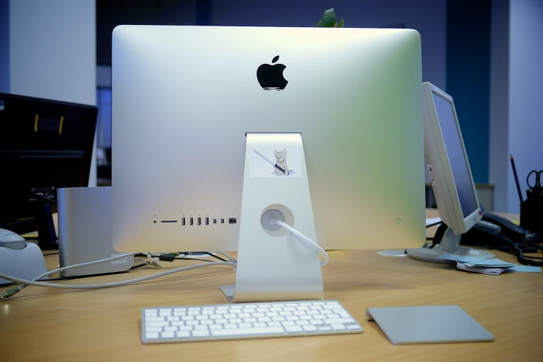 an apple computer with the keyboard attached