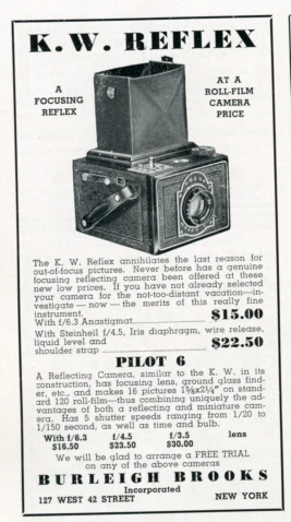 an advertit with a camera sitting on it