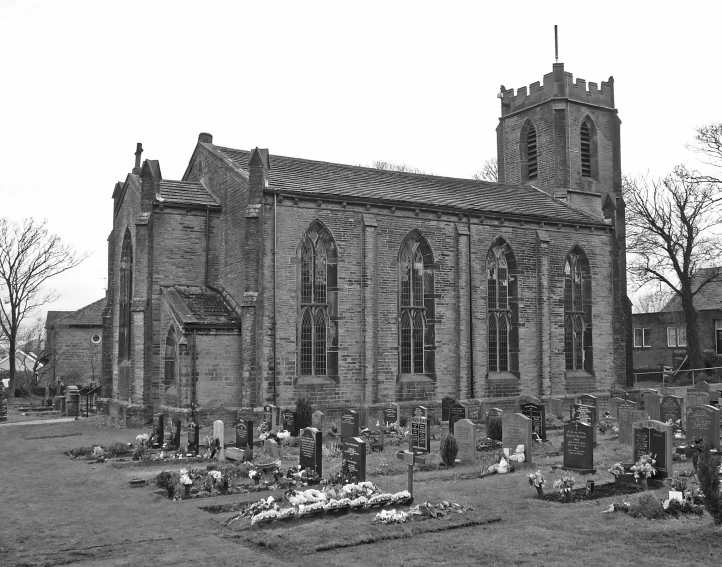 this is an old black and white po of an old church