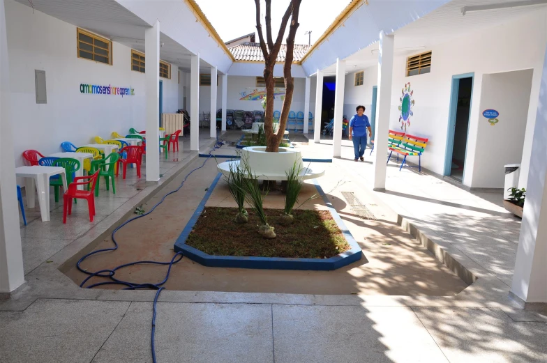 a  size school room with tables and chairs