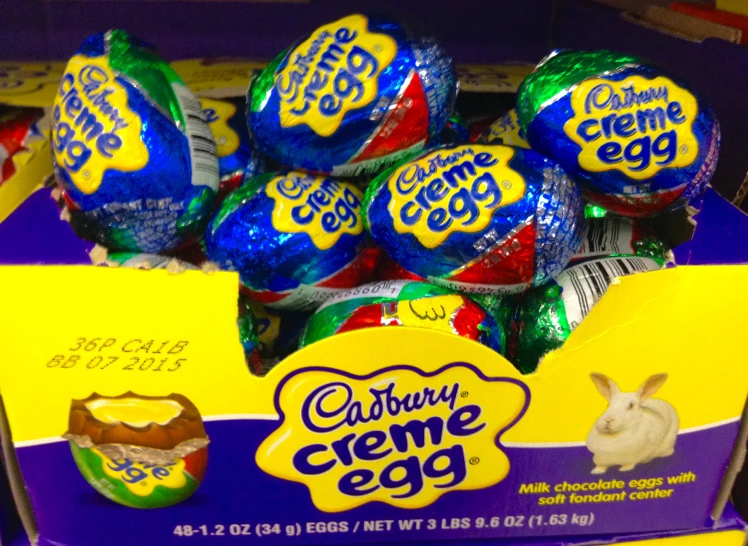 cadews came eggs and other treats are shown in a display