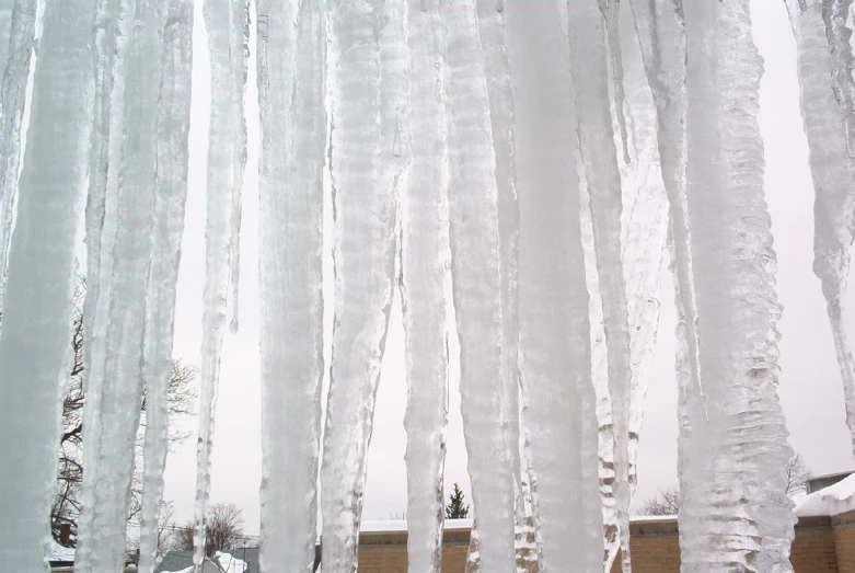 icicles hanging from the side of a building