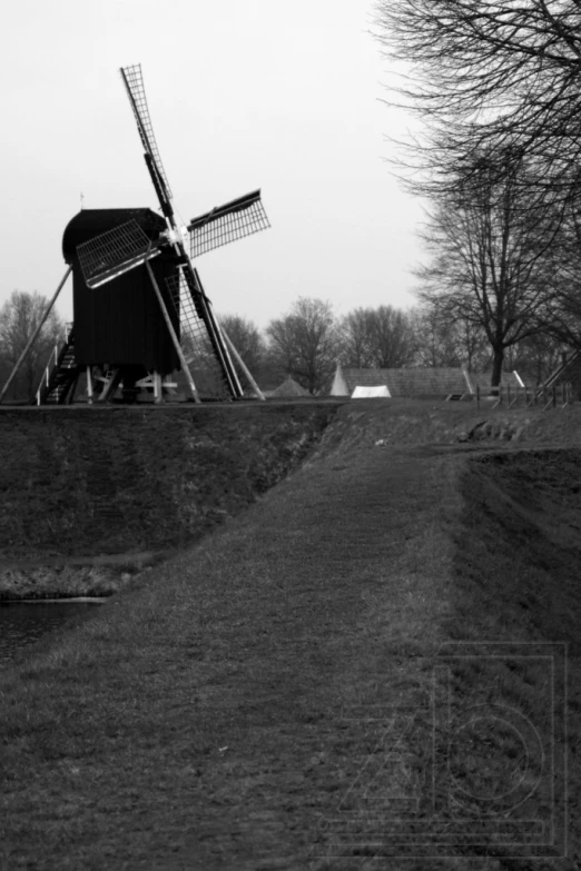 black and white pograph of the mill