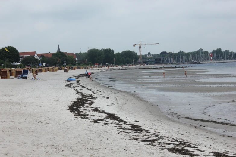 several people on the beach in the distance