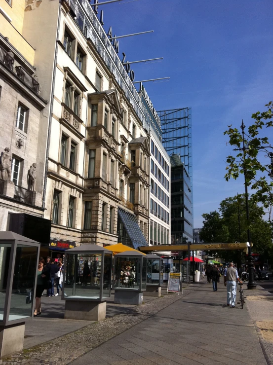 a street with people walking around in it