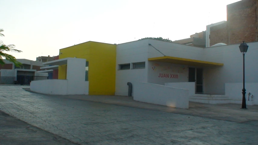 a large building with a sign on the outside