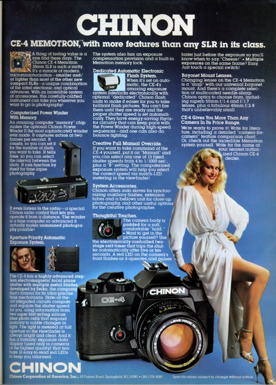 an advertit for a very rare camera, featuring an attractive woman