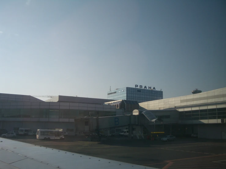 a passenger terminal from inside an airplane window