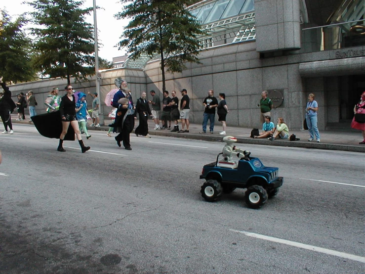 a couple of people on some kind of truck