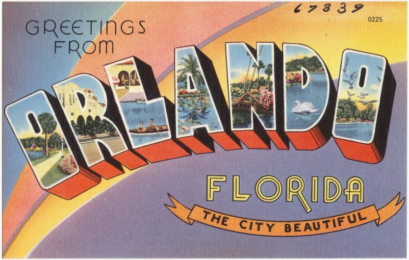 a postcard shows the greetings from florida