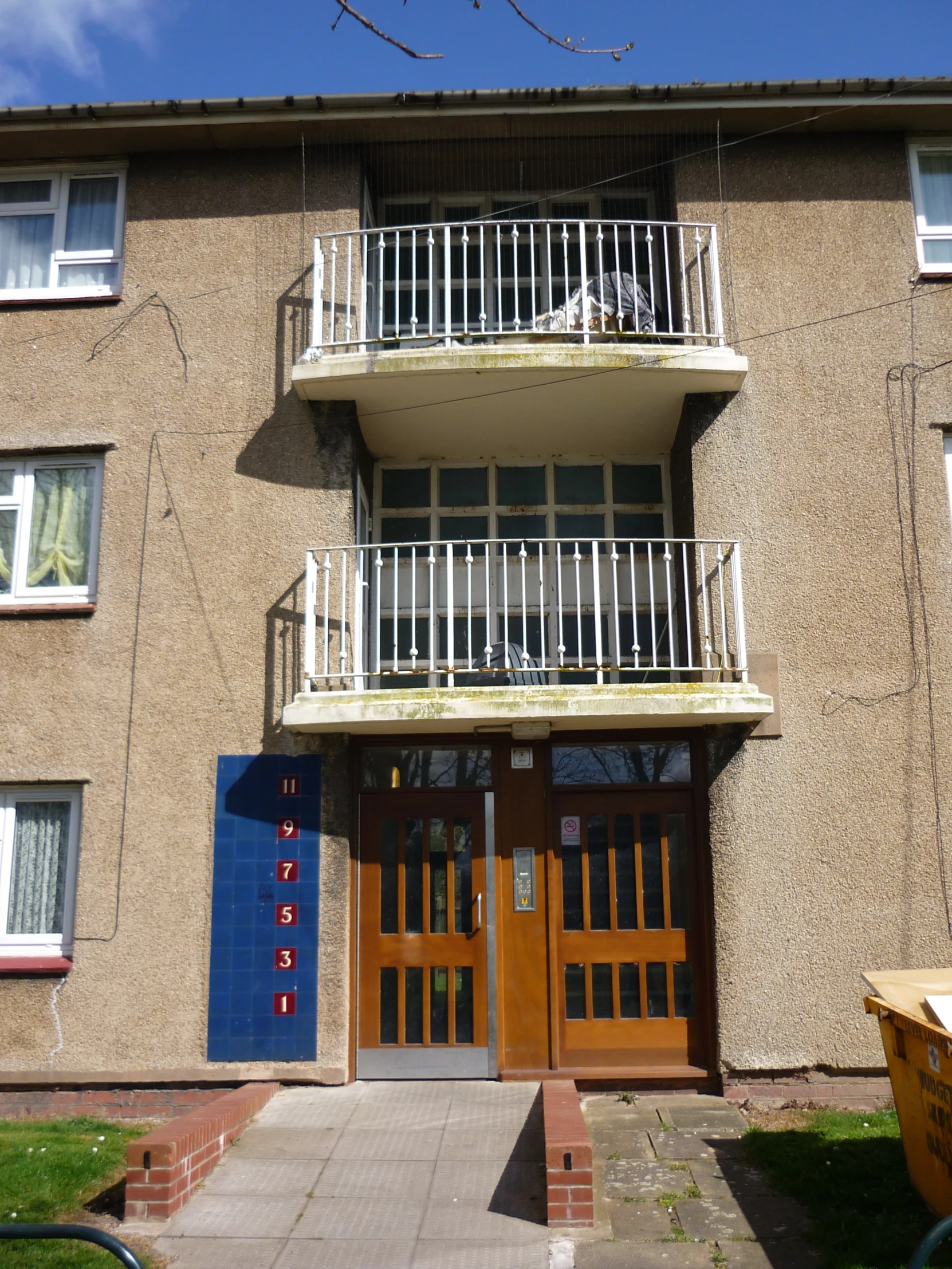 a couple of doors in front of a building