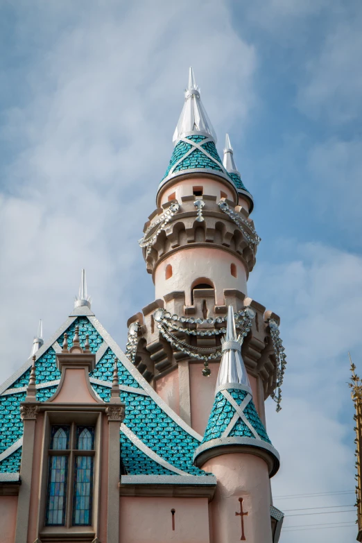 a building with a turret and clock tower