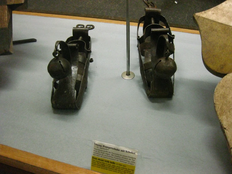 a display of an old pair of shoes