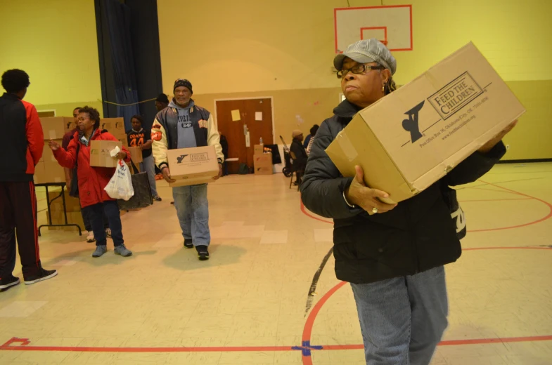 a person with a box on a court