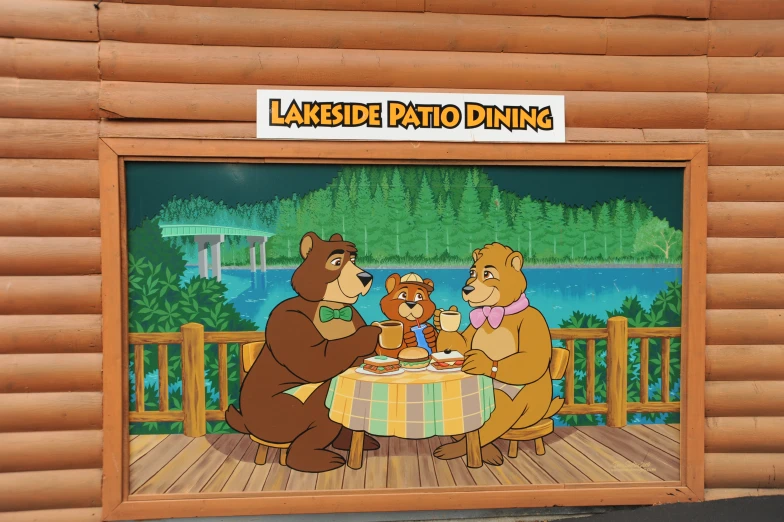 a painting of some bears having a picnic