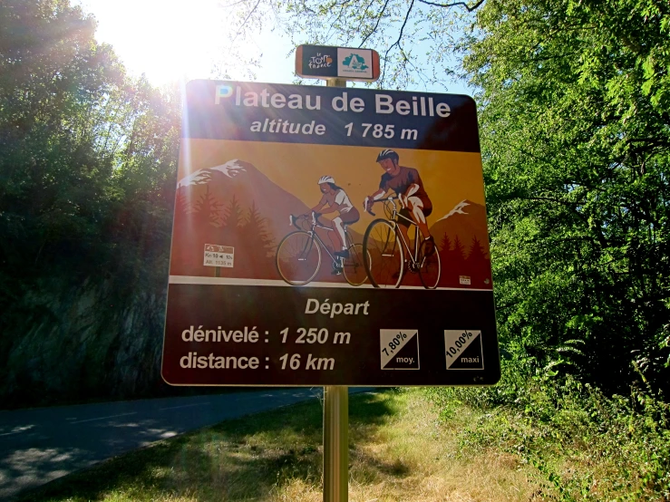 a red sign indicates people to bicycle