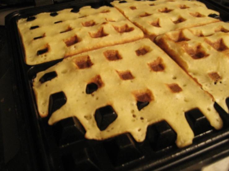 a pan with a waffle on top of it