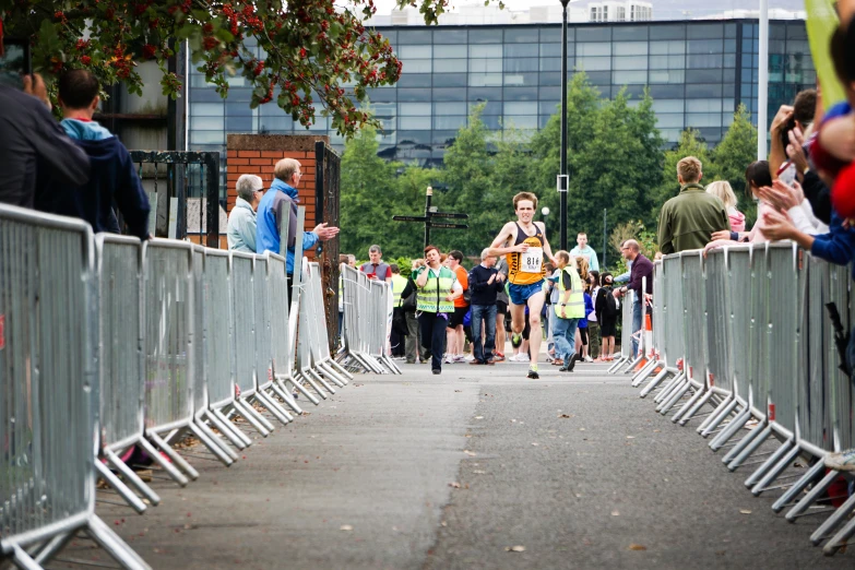 a person is in the middle of a race