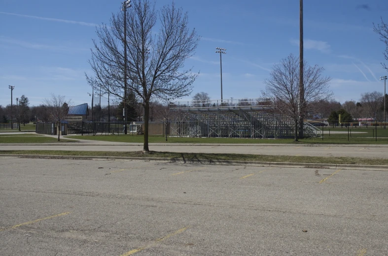 empty parking lot area with no people or vehicles in it