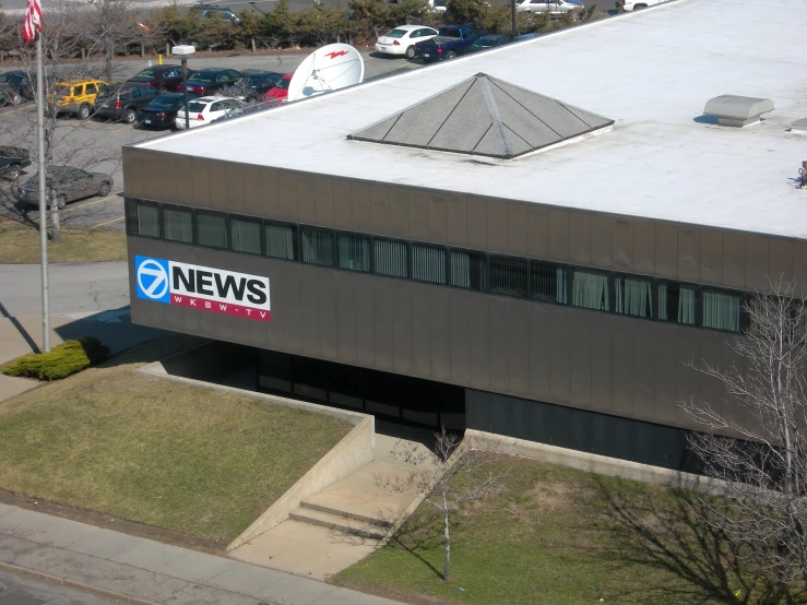 the news building sits empty in this aerial po