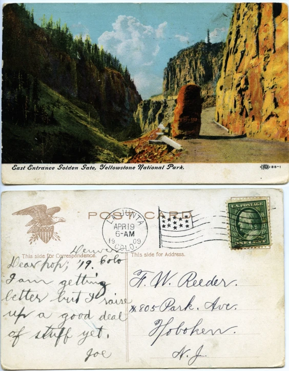 two old post cards one with writing on it