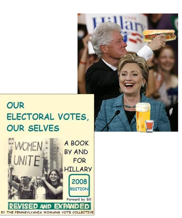 two pos are shown with an advertising and a po of the presidential man eating