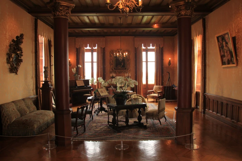 the dining area is decorated in classic style