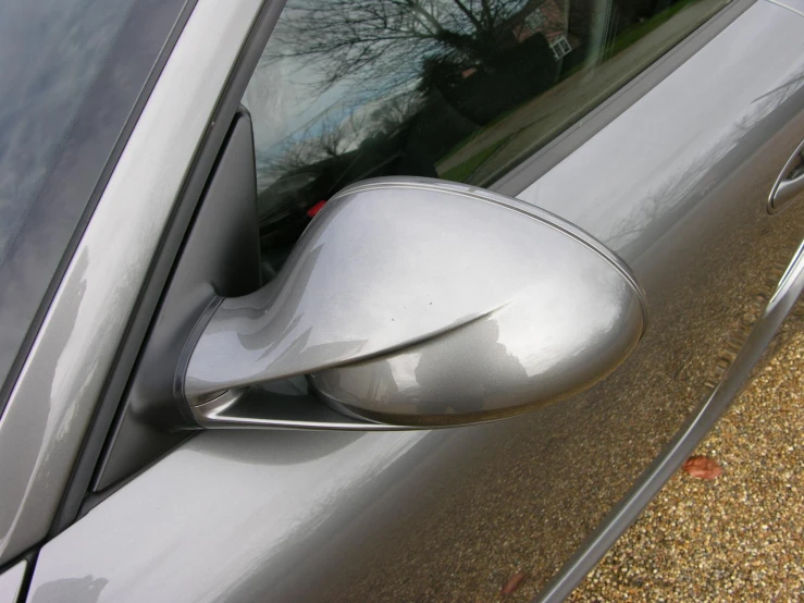 the reflection of a car in the mirror