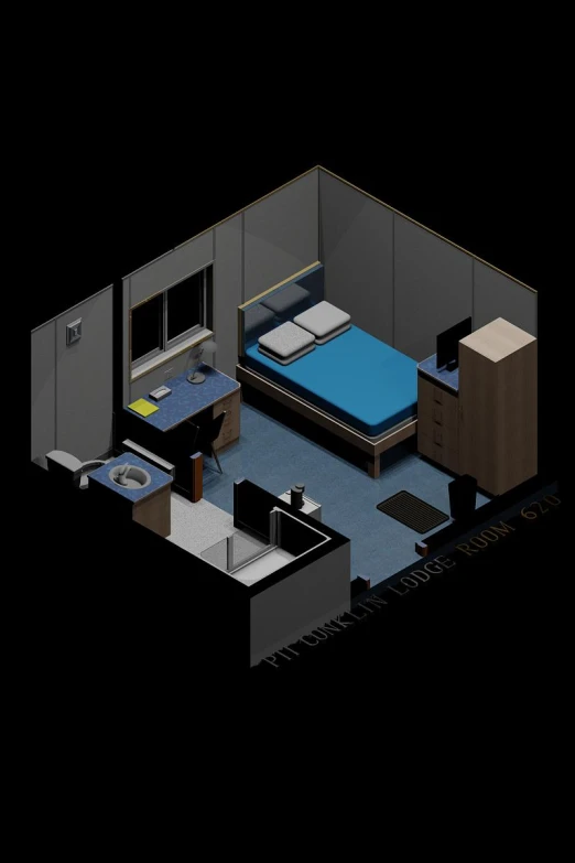 this 3d model shows a bedroom that is very similar to what was originally a hospital