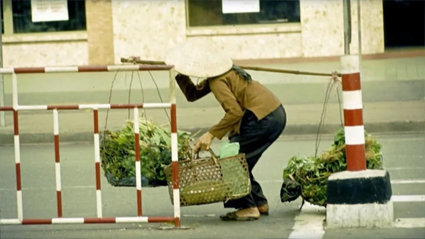 a person with a basket in the street