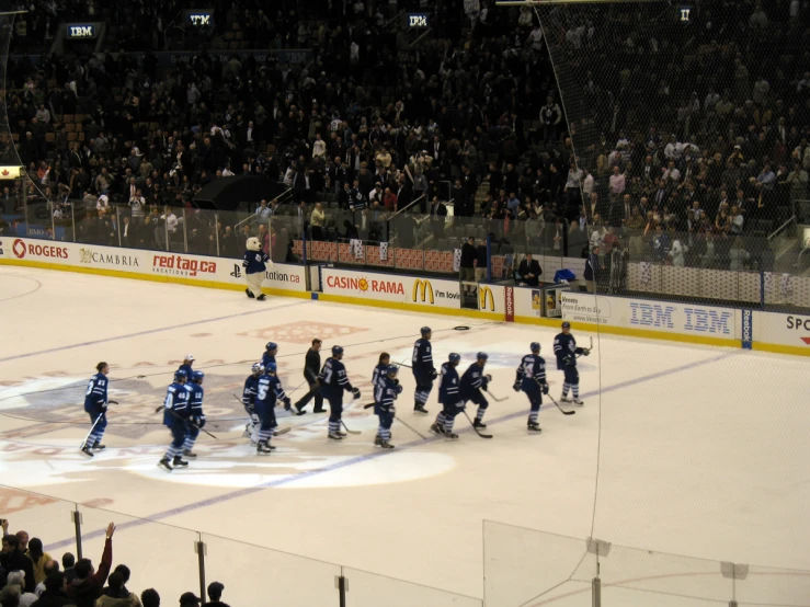 group of hockey players in uniform on the ice