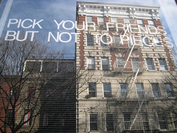 a picture of a building with the words pick you but not no soing written on it
