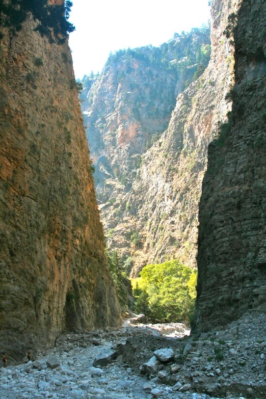 view into a ravine between two mountains
