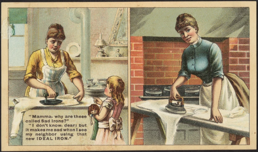 old - fashioned ads from the's of the mid fifties featuring a woman baking with a small girl