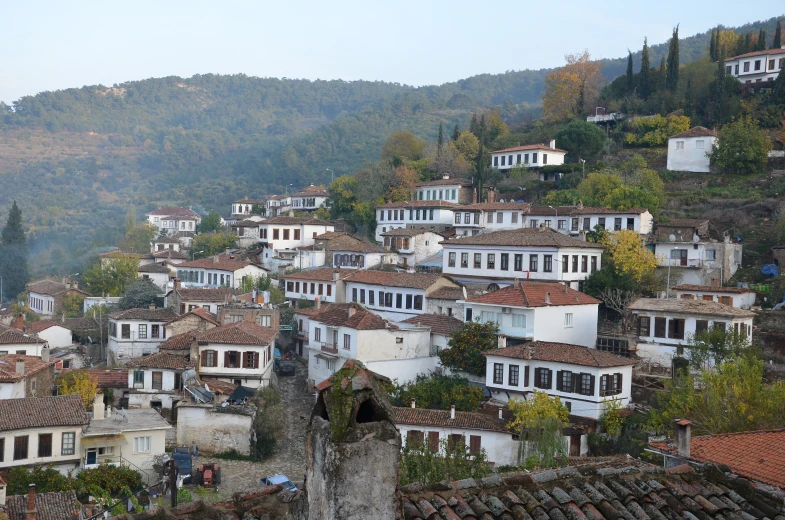 the old town with the mountain view in the background