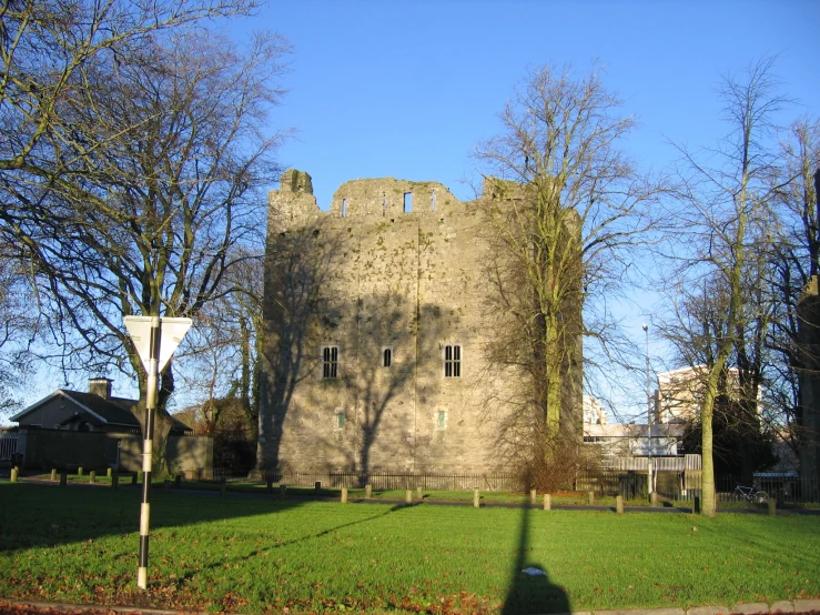 the castle was built very close to the other side of the field