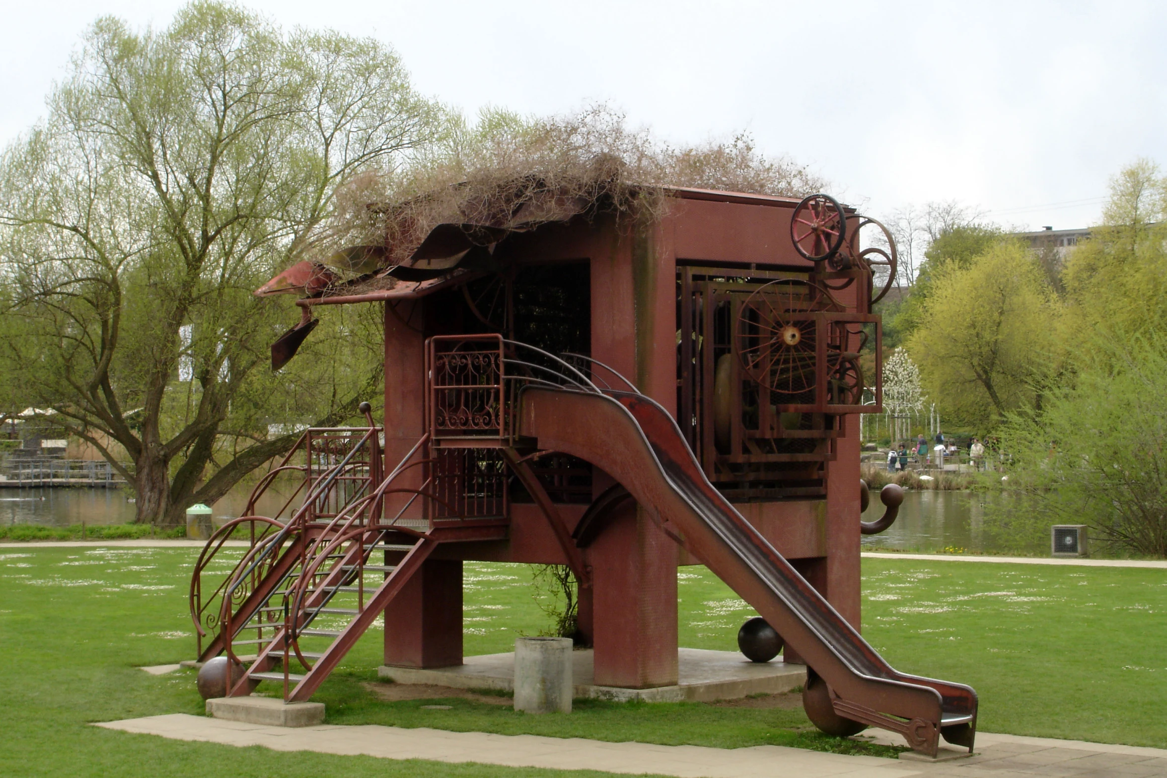 a rusted out, broken down play structure