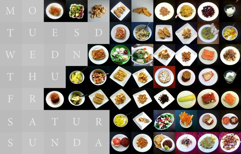 a food tray diagram showing the different types and dishes