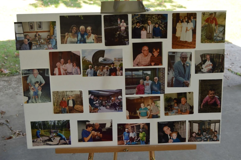 a large white board displaying pictures of families