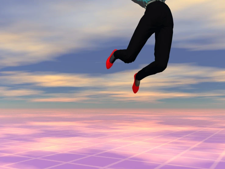 a man who is jumping in the air in a purple background