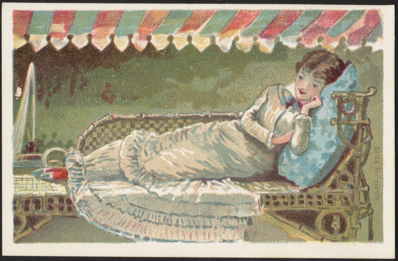 a vintage image of a woman laying on her bed in the sunshine