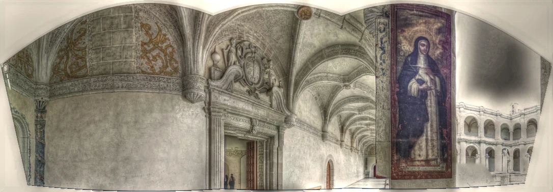 an artistic drawing of the inside of a cathedral