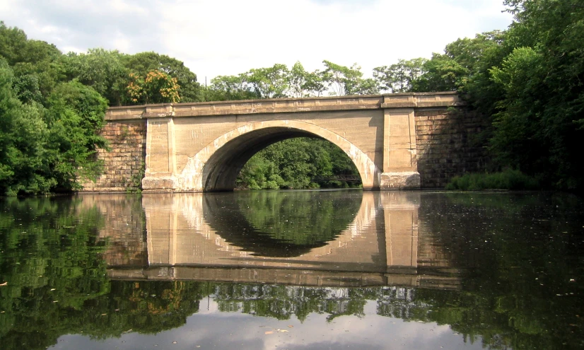 a bridge over water with a reflection on the water