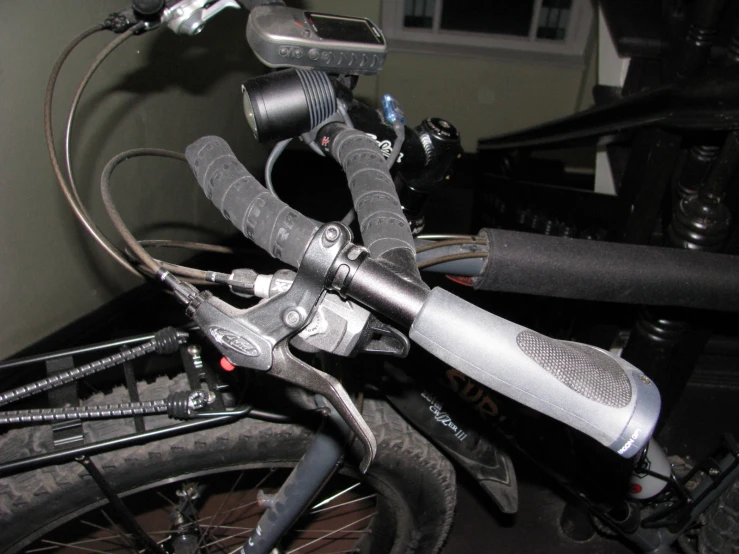 a close - up of two mountain bike forks