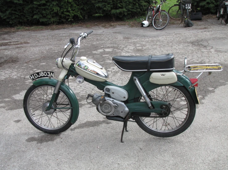 the motorcycle has a small rear basket for storage