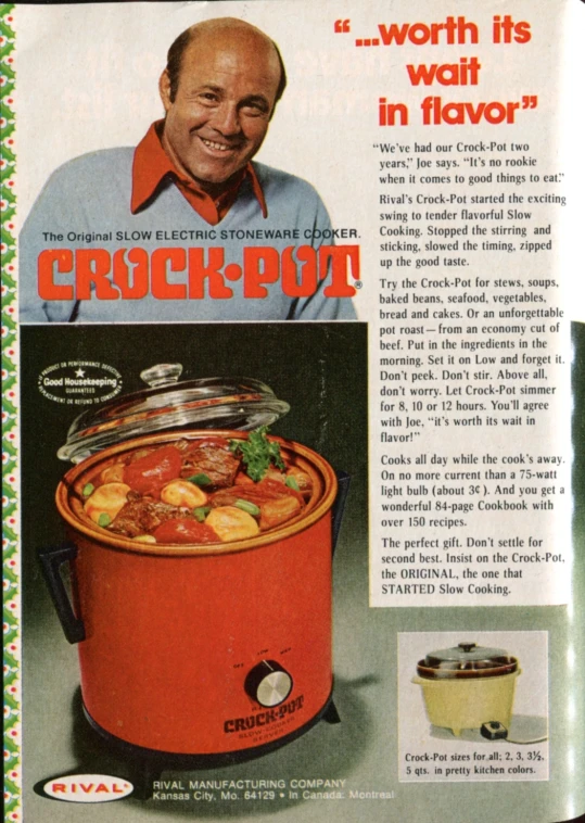 an advertit for crock pot is featured in a magazine